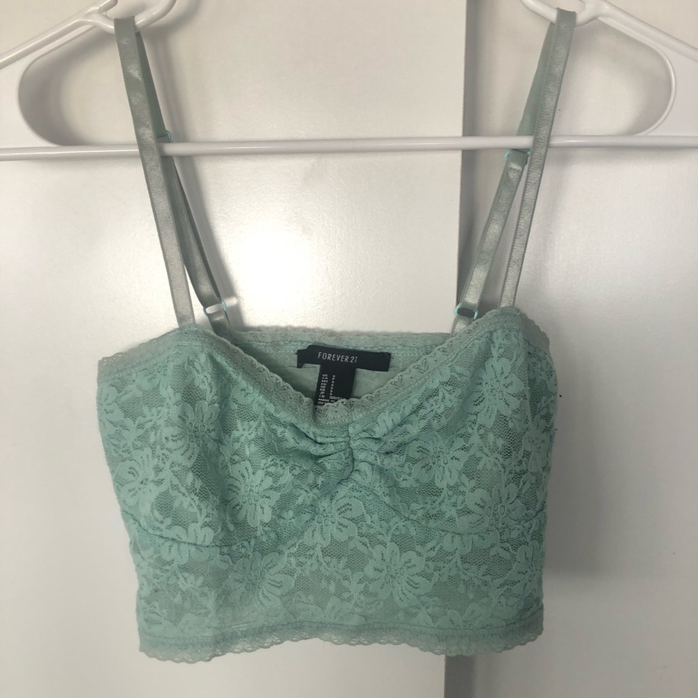 Forever 21 Mint Green Lacey Crop tank top